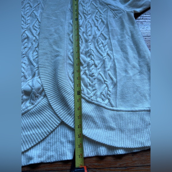 Talbots Women’s Lambswool Blend Kimono Duster Cream Cable Knit Cardigan Sweater - Picture 8 of 10